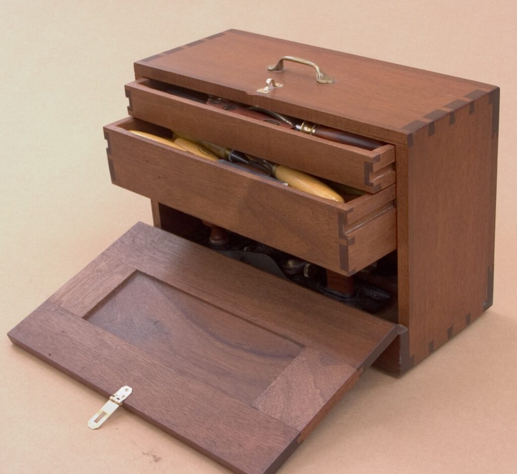 Antique/vintage Wooden Tool Box W/drawer & Hand Saw-carpenters Storage Chest  