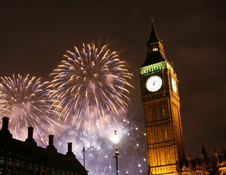 2013, Fireworks over Big Ben at midnight
